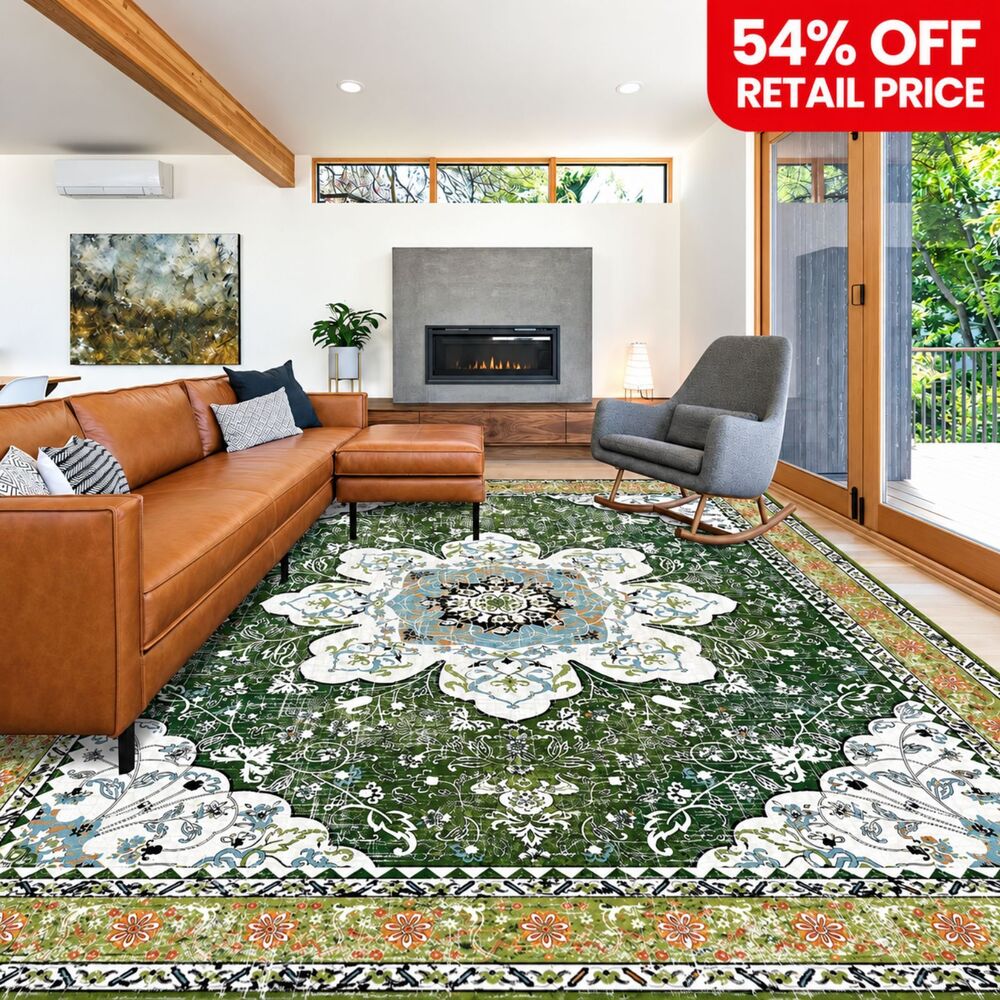Brand New Ileading Bohemian Vintage Area Rug – 8' × 10', Green